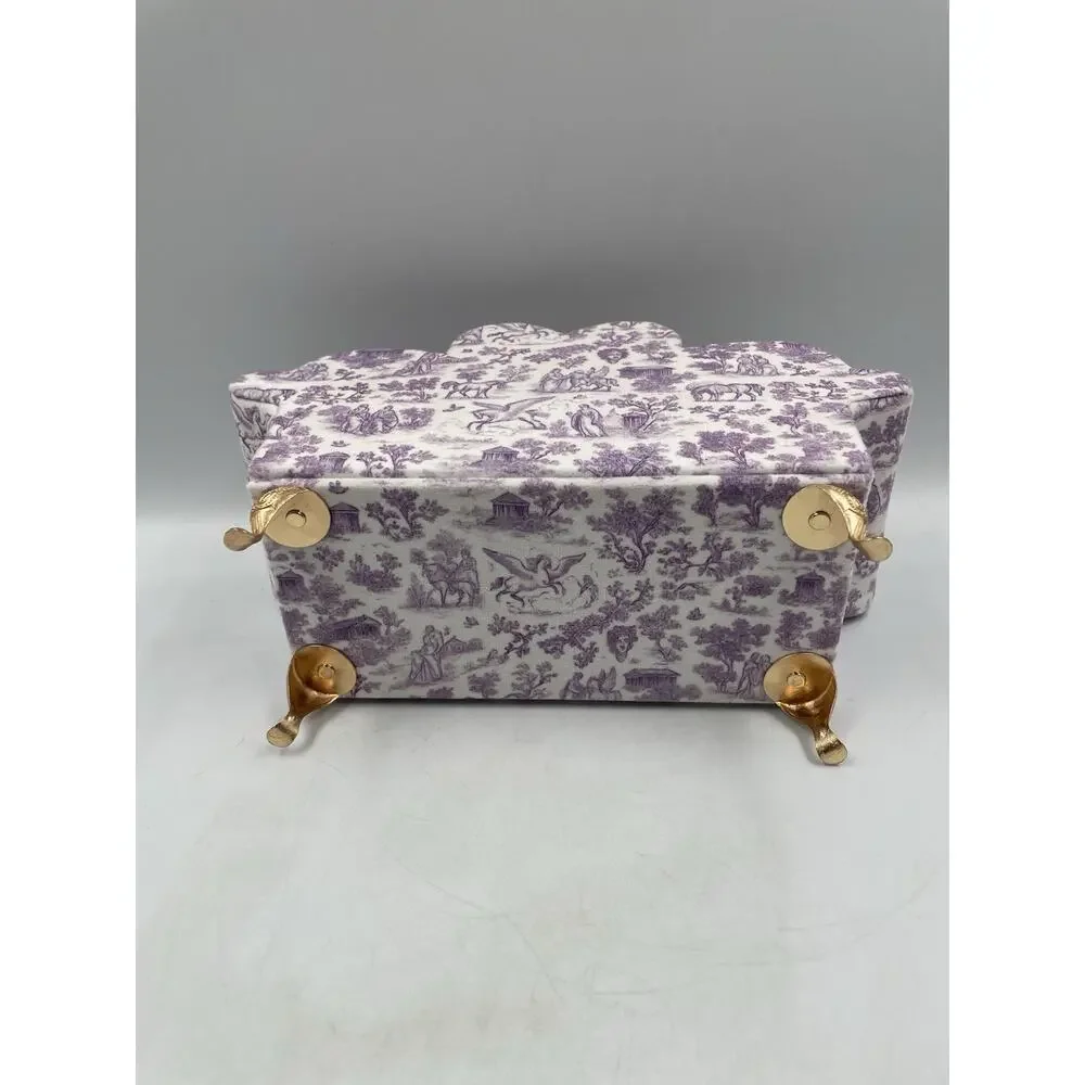 Jewelry Box Organizer Velvet Sofa Shaped/Greek Mythology Design/Lilac & White